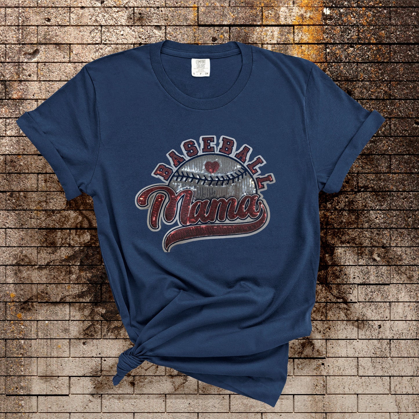 Baseball Mama Sequin Patch T-Shirt