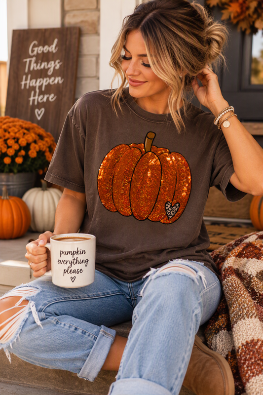 Pumpkin Sequin Patch T-Shirt