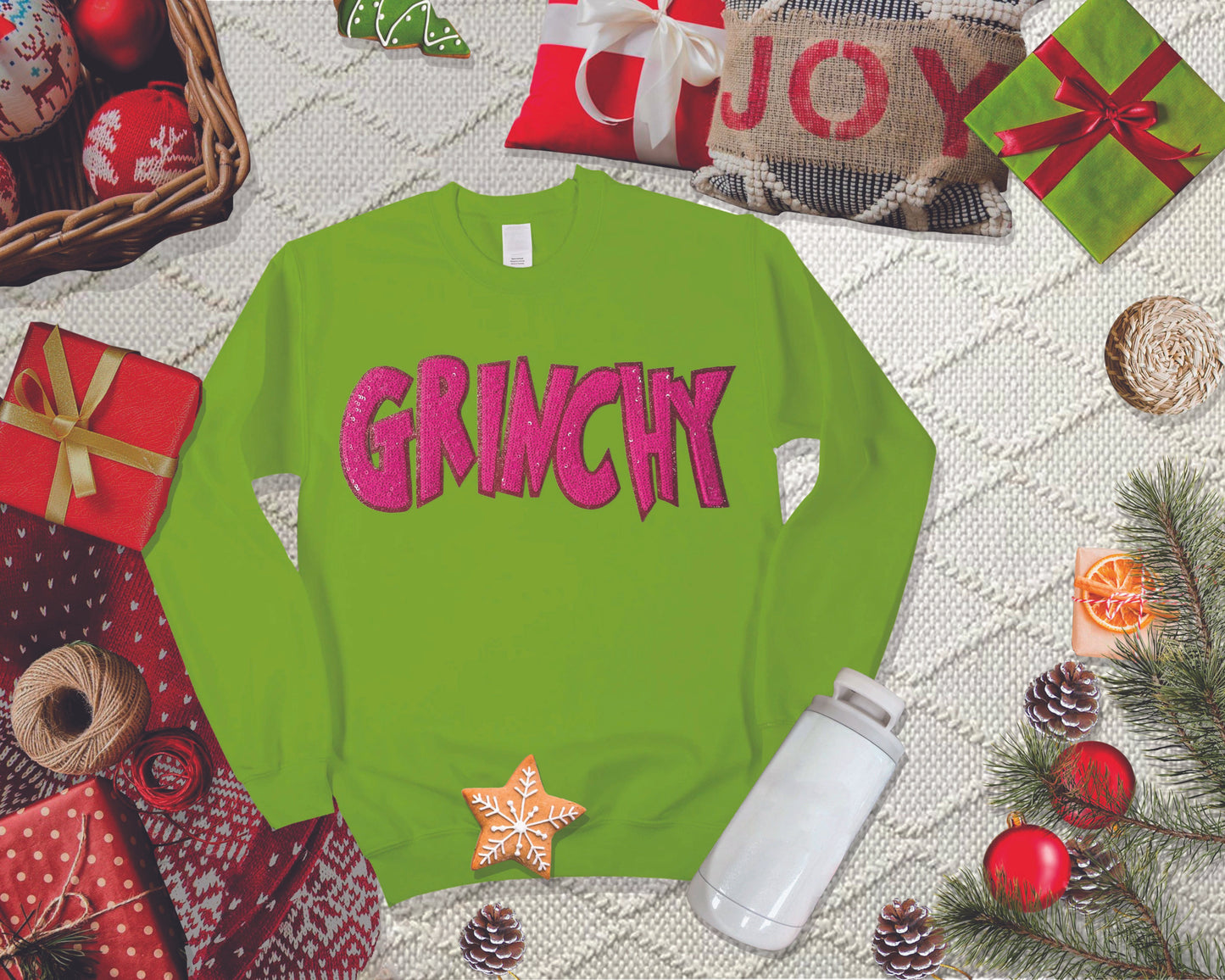 Grinchy Sequin Patch Sweater