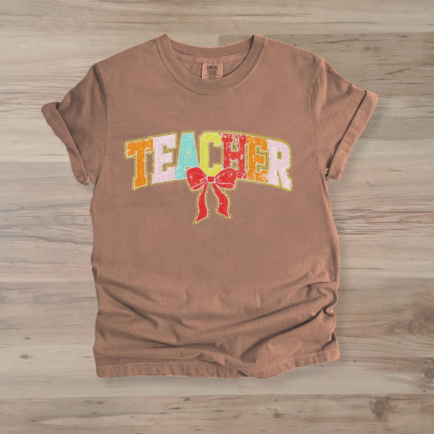 Teacher Sequin Patch T-Shirt