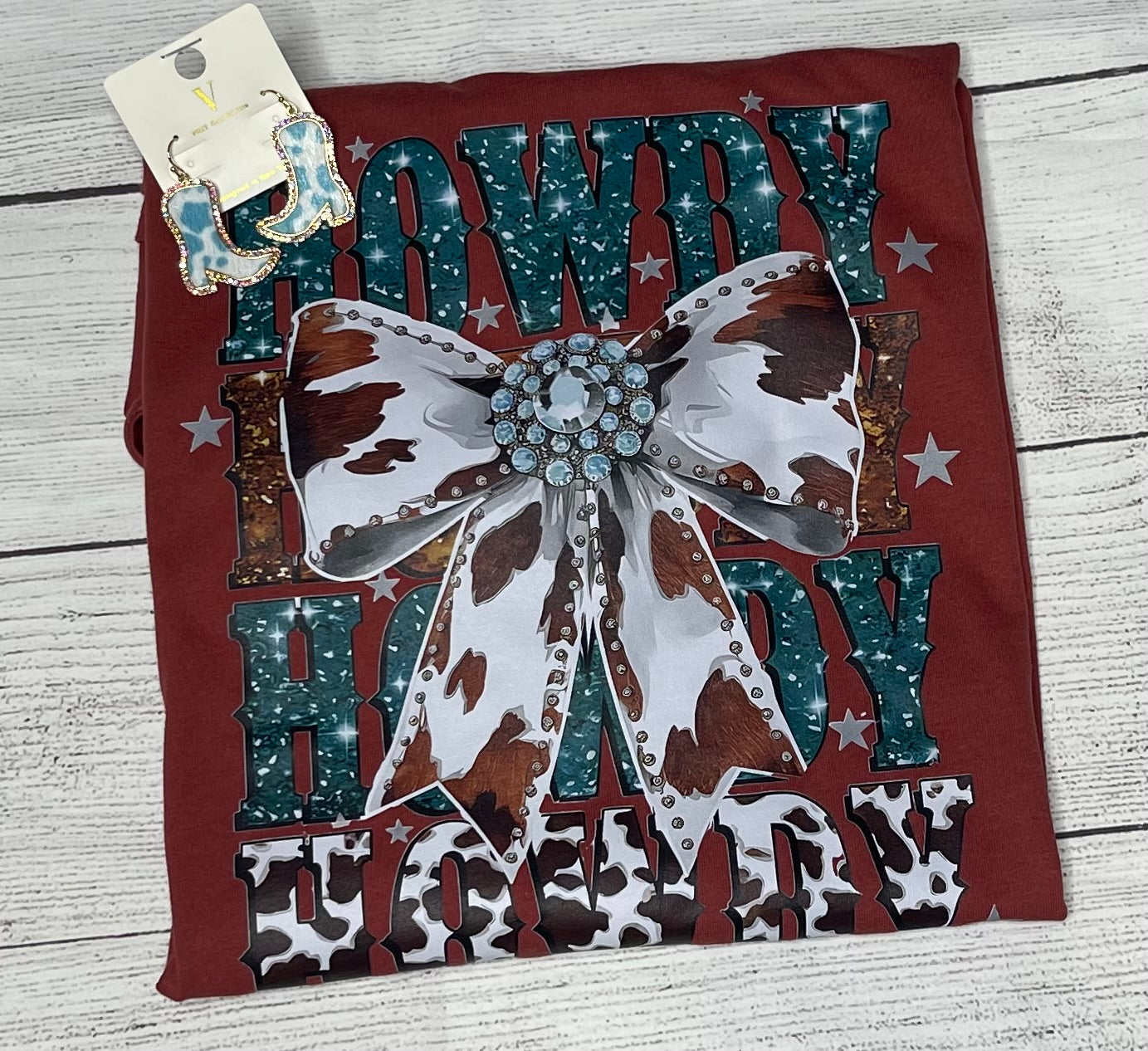Howdy Turquoise Bow T-Shirt