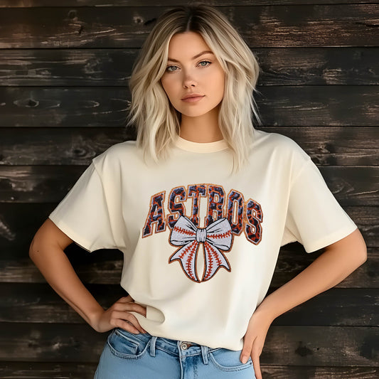 Astros Bow Sequin Patch T-Shirt