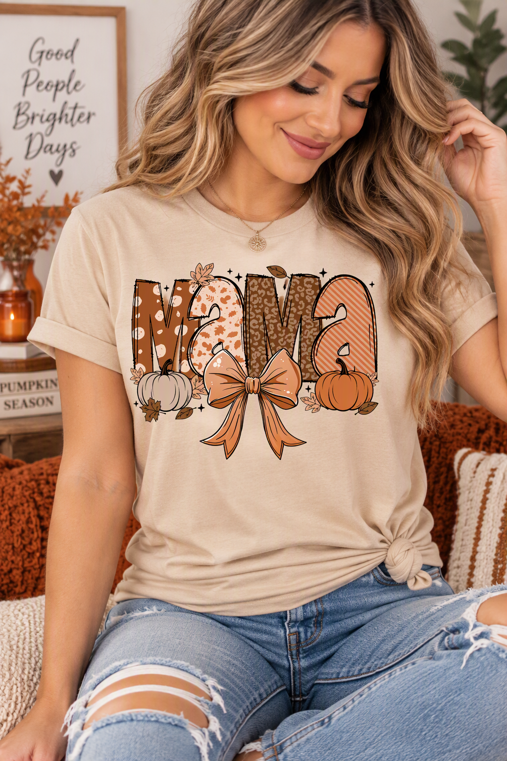 Fall Mama Coquette Pumpkin T-Shirt