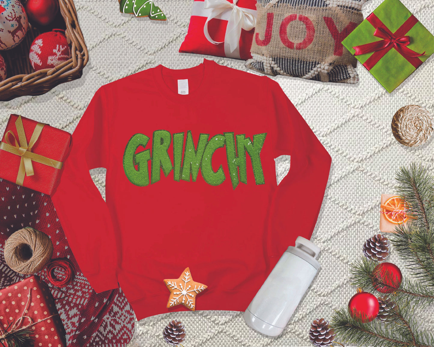 Grinchy Sequin Patch Sweater