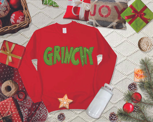 Grinchy Sequin Patch Sweater
