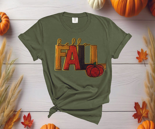 Hello Fall Sequin Patch T-Shirt