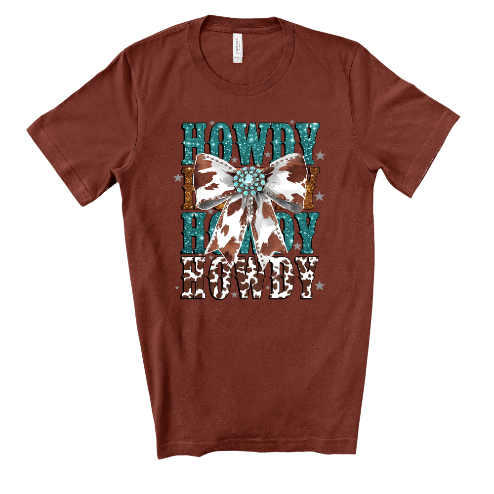 Howdy Turquoise Bow T-Shirt