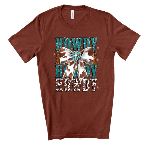 Howdy Turquoise Bow T-Shirt