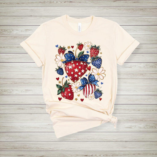 Patriotic Strawberry Bow T-Shirt