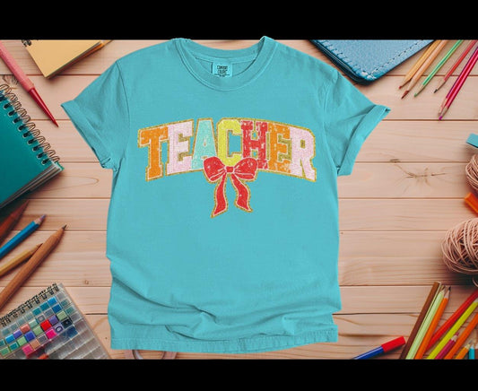 Teacher Sequin Patch T-Shirt