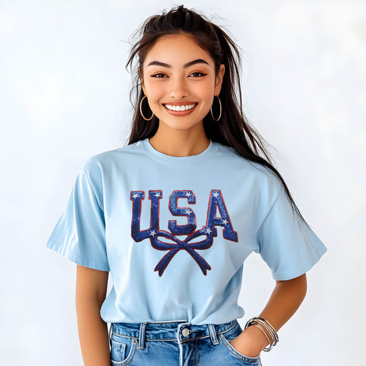 USA Sequin Patch T-Shirt